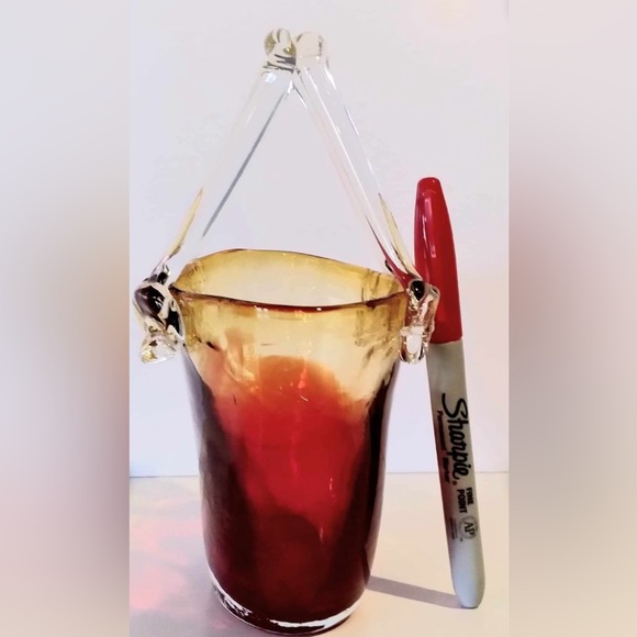 ✨Hand blown art✨Artisan Glass Ambrina Purse Vase - Picture 4 of 6